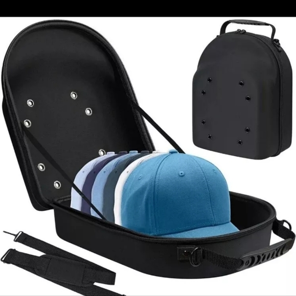 Baseball Cap Carrier Box Travel Case for Hats Caps Fits 6 Hats with Zipper Black - Picture 2 of 8